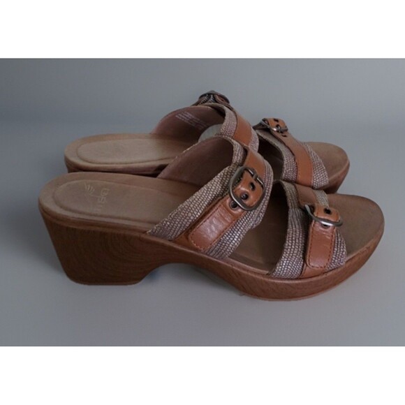 Double Strap Dansko Jesse Brown Leather Slide Clog Sandal Size 43 US 12.5/13 - Picture 4 of 7